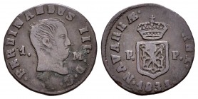 Fernando VII (1808-1833). 1 maravedí. 1833. Pamplona. (Cal-42). Ae. 1,91 g. BC+. Est...25,00.