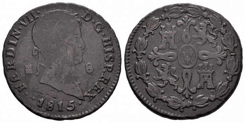 Fernando VII (1808-1833). 8 maravedís. 1815. Segovia. (Cal 2008-1672). Ae. 11,74...