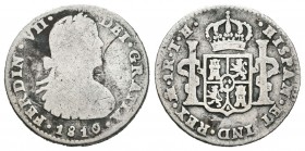 Fernando VII (1808-1833). 1 real. 1810/09. México. TH. (Cal 2008-1162 variante). Ag. 3,13 g. Variante por sobrefecha. BC. Est...50,00.