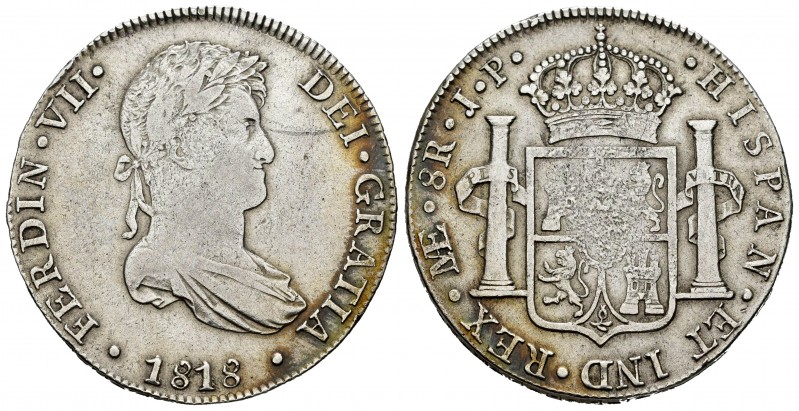 Fernando VII (1808-1833). 8 reales. 1818. Lima. JP. (Cal-1251). Ag. 27,00 g. MBC...