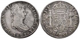 Fernando VII (1808-1833). 8 reales. 1821. México. JJ. (Cal-1337). Ag. 26,88 g. MBC-. Est...60,00.