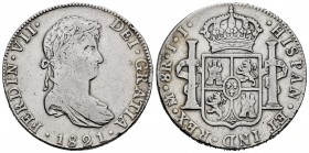 Fernando VII (1808-1833). 8 reales. 1821. México. JJ. (Cal-1337). Ag. 26,87 g. BC+. Est...40,00.