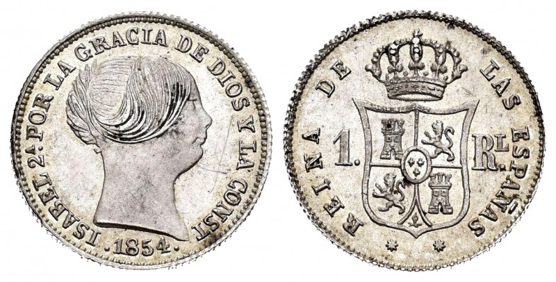 Isabel II (1833-1868). 1 real. 1853. Barcelona. (Cal 2008-398). (Cal 2019-276). ...