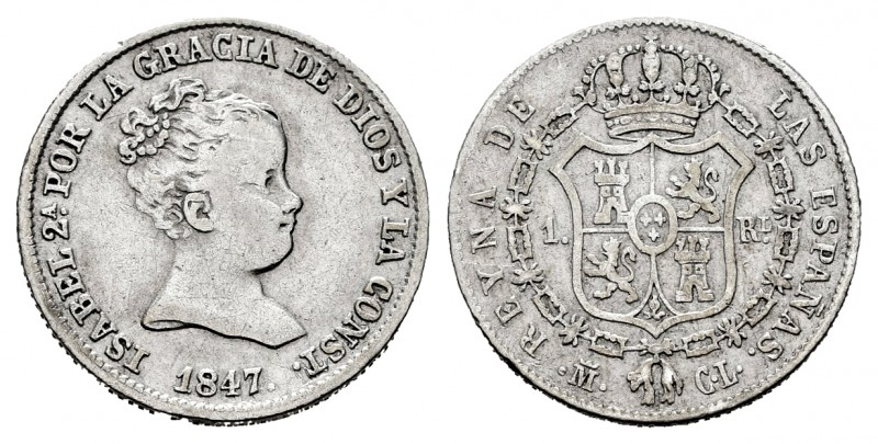 Isabel II (1833-1868). 1 real. 1847. Madrid. CL. (Cal-299). Ag. 1,49 g. MBC-. Es...