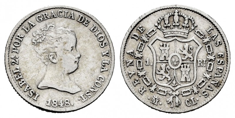 Isabel II (1833-1868). 1 real. 1848. Madrid. CL. (Cal-300). Ag. 1,27 g. MBC-. Es...