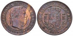 Carlos VII (1872-1876). 10 céntimos. 1875. Oñate. (Cal-6). Ae. 9,85 g. MBC+. Est...75,00.