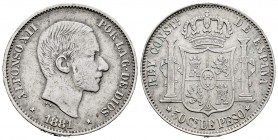 Alfonso XII (1874-1885). 50 centavos. 1881. Manila. (Cal-114). Ag. 12,86 g. MBC-. Est...25,00.