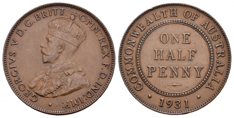 Australia. George V. 1/2 penny. 1931. (Km-22). Ae. 5,57 g. EBC-. Est...70,00.