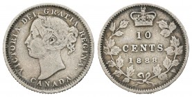 Canadá. Victoria. 10 cents. 1888. (Km-3). Ag. 2,29 g. MBC-. Est...20,00.