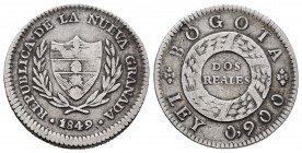Colombia. 2 reales. 1849. Bogotá. (Km-105). Ag. 4,81 g. MBC-. Est...35,00.