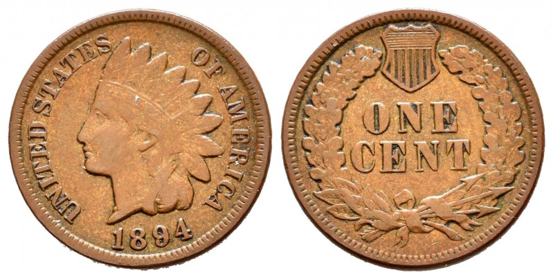 Estados Unidos. 1 cent. 1894. (Km-90a). Ae. 3,10 g. MBC. Est...40,00.