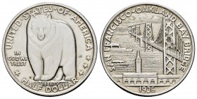 Estados Unidos. 1/2 dollar. 1936. San Francisco. S. (Km-174). Ag. 12,43 g. Oakland Bay Bridge. EBC+. Est...90,00.