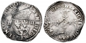 Francia. Henry IV. 1/4 ecu. 1608. Burdeos. K. (Km-27.1). Ag. 9,58 g. MBC-. Est...40,00.