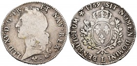 Francia. Louis XV. Ecu. 1769. Bayona. L. (Km-512.12). (Gad-322). Ag. 28,60 g. Golpes en el canto. BC+. Est...50,00.