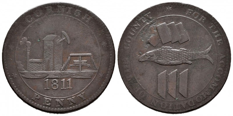 Gran Bretaña. Token (1 penny). 1811. (Seaby-19-24). Ae. 17,14 g. FOR THE ACCOMMO...