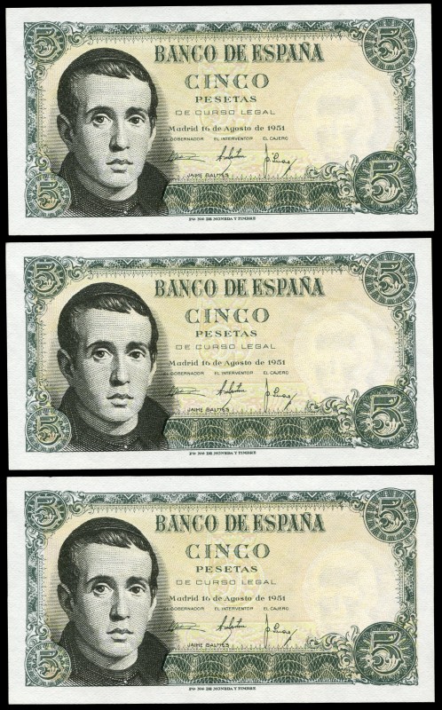 5 pesetas. 1951. Madrid. (Ed 2017). 16 de agosto, Jaime Balmes. Serie Q1. Trío c...