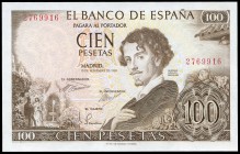 100 pesetas. 1965. Madrid. (Ed 2017-470). 19 de noviembre, Gustavo Adolfo Bécquer. Sin serie. SC. Est...20,00.