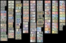 Interesantísimo conjunto de 129 billetes de países americanos, Canadá (1), Estados Unidos (11), México (13), Bolivia (6), Uruguay (3), Paraguay (6), P...