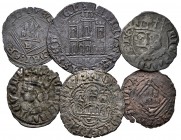 Lote de 6 vellones medievales diferentes, del Reino de Castilla y León. A EXAMINAR. BC+/MBC+. Est...70,00.