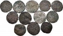 Lote de 15 monedas de Época Medieval. Blancas de Enrique III, IV y Juan II. DIferentes cecas. Ve. A EXAMINAR. RC/MBC. Est...100,00.