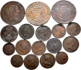 Lote de 17 monedas de Isabel II, diferentes módulos, fechas y cecas. Ae. A EXAMINAR. BC+/MBC. Est...120,00.