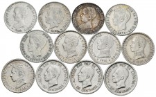 Conjunto de 12 monedas de 50 céntimos, 1892 (2), 1894, 1896, 1900, 1904 (2), 1910 (2) y 1926 (3). A EXAMINAR. MBC-/EBC-. Est...60,00.