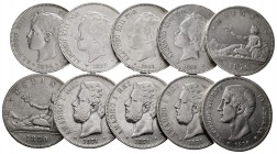 Lote de 10 monedas de 5 pesetas del Centenario. A EXAMINAR. BC+/MBC-. Est...200,00.