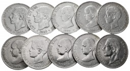 Lote de 10 monedas de 5 pesetas del Centenario. A EXAMINAR. BC/BC+. Est...200,00.