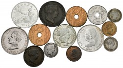Conjunto de 14 monedas heterogéneas, desde Isabel II hasta Estado Español. A EXAMINAR. MBC/EBC-. Est...60,00.