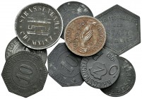 Lote de 9 Notgelds de Alemania (1917-1919). Diferentes metales. A EXAMINAR. BC+/EBC-. Est...60,00.