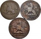 Lote de 3 monedas de Gibraltar, 2 Quartos 1810, 1818 y 1820. Ae. A EXAMINAR. BC+/MBC-. Est...60,00.
