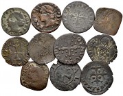 Lote de 11 monedas de Italia-España tipo Quattrino y sesino. Diferentes tipos y cecas. Ae. A EXAMINAR. RC/MBC-. Est...100,00.