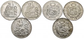Perú. Lote de 3 monedas de 1 sol, 1887 y 1915 (2). A EXAMINAR. EBC/EBC+. Est...60,00.