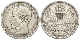 Guatemala
1 Peso, 1863, AG 24.5 g.
Ref : KM#182
Conservation : TTB