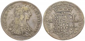 Italy, Napoli
Carlo III di Borbone 1734-1759 
Piastra da 120 Grana, 1750, AG 24.80 g.
Ref : MIR 337
Conservation : TTB