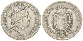 Italy, Napoli
Ferdinando I 1816-1825
Piastra da 120 grana 1818, AG 27.29 g.
Ref : MIR 461
Conservation : TTB