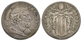 Italy, Roma
Stato Pontifificio
Benedetto XIV 1740-1758 
Grosso 1746, Roma, AG 1.15 g.
Ref : CNI 200, Berman 2758
Conservation : Superbe