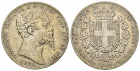 Italy
Vittorio Emanuele II 1849-1861
5 Lire 1850, Genova, AG 24.80 g. 
Ref : MIR 1057a
Conservation : TB/TTB. Très Rare
