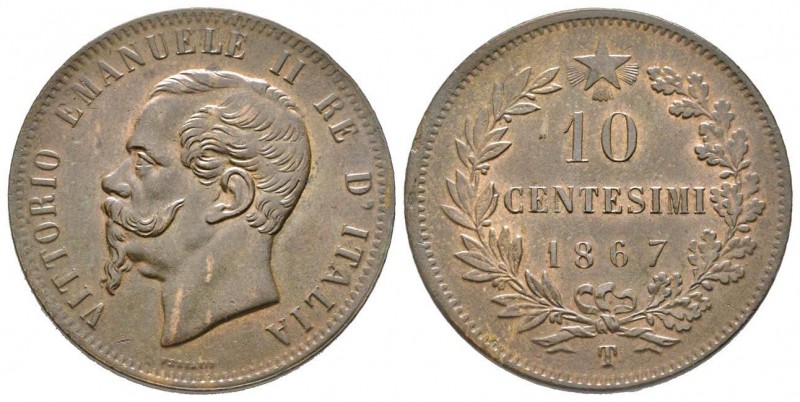 Italy
Vittorio Emanuele II Re d'Italia 1861-1878
10 Centesimi, Torino, 1867, Cu ...