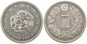 Japan, Mutsuhito
Meiji 1868-1912 
Yen 1886, Year 19, AG 26.93 g. 
Ref : KM#A25.1
Conservation : TTB/SUP