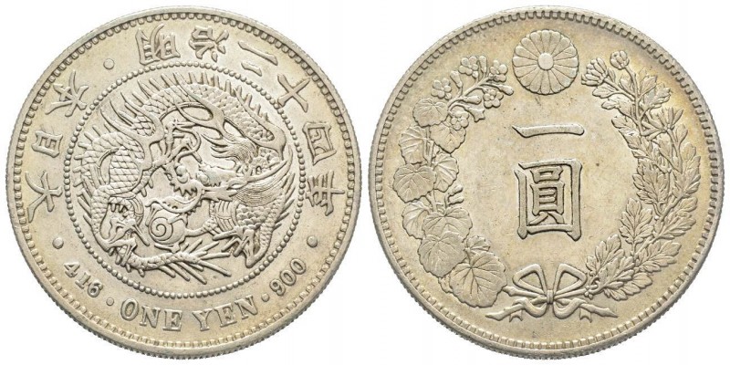 Japan, Mutsuhito
Meiji 1868-1912 
Yen 1891, Year 24, AG 26.90 g. 
Ref : KM#25.2
...