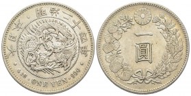 Japan, Mutsuhito
Meiji 1868-1912 
Yen 1891, Year 24, AG 26.90 g. 
Ref : KM#25.2
Conservation : Superbe