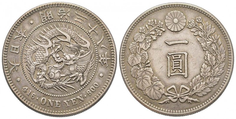Japan, Mutsuhito
Meiji 1868-1912 
1 yen, 1905, Year 38, AG 26.92 g.
Ref : Y#25.2...