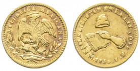 Mexico
Repubblica 1823-1864
1/2 Escudo, 1858, AU 1.7 g.
Ref : KM#378.5
Conservation : Superbe