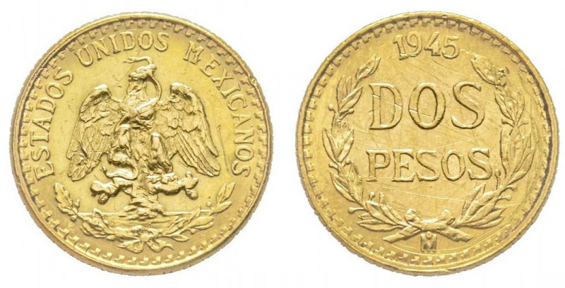 Mexico
Seconda Repubblica 
2 Pesos, 1945, AU 
Conservation : rayures sinon Super...