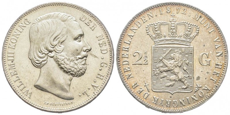Netherlands
Wilhelm III
2 1/2 Gulden, 1872, AG
Ref : KM#82
Conservation : Superb...