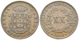 Portugal
Maria II 1834-1853
XX Reis, 1850, AE 25.39 g.
Ref : KM#482
Conservation : TTB