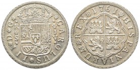 Spain
Carlo III 1759-1788
4 Reales, 1761 JV, Sevilla, AG 13.57 g.
Conservation : TTB/SUP