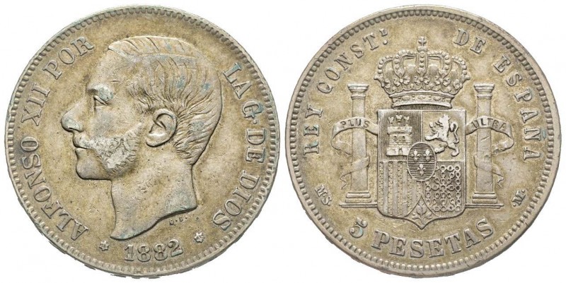 Spain
Alfonso XII 1874-1885
5 Pesetas, 1882, AG
Conservation : TTB
