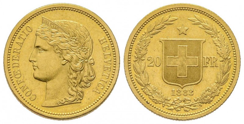 Switzerland
Confederation 
20 Francs, 1883, AU 6.45 g.
Conservation : Superbe